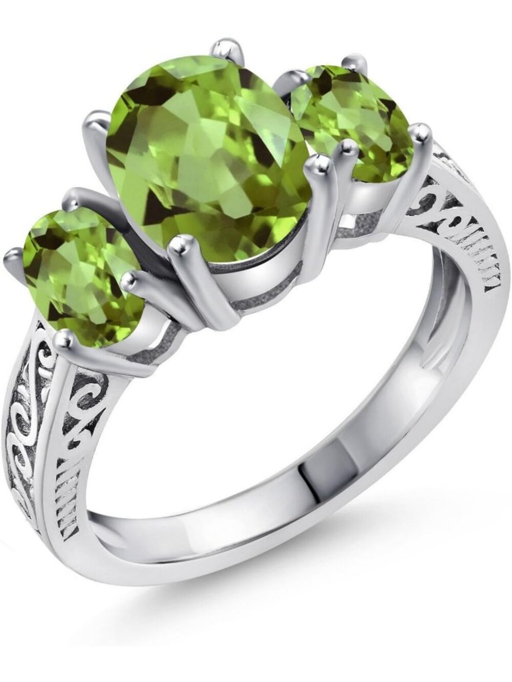 Stunning Oval Three Stone Gemstone Ring - Elegant Jewelry for Any Occasion